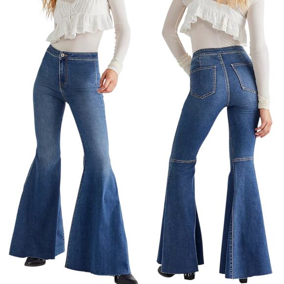 Free People Denim - Free People, Women’s We The Free ‘Just Float On’ Flare Jeans, Waterfall Blue, 27
